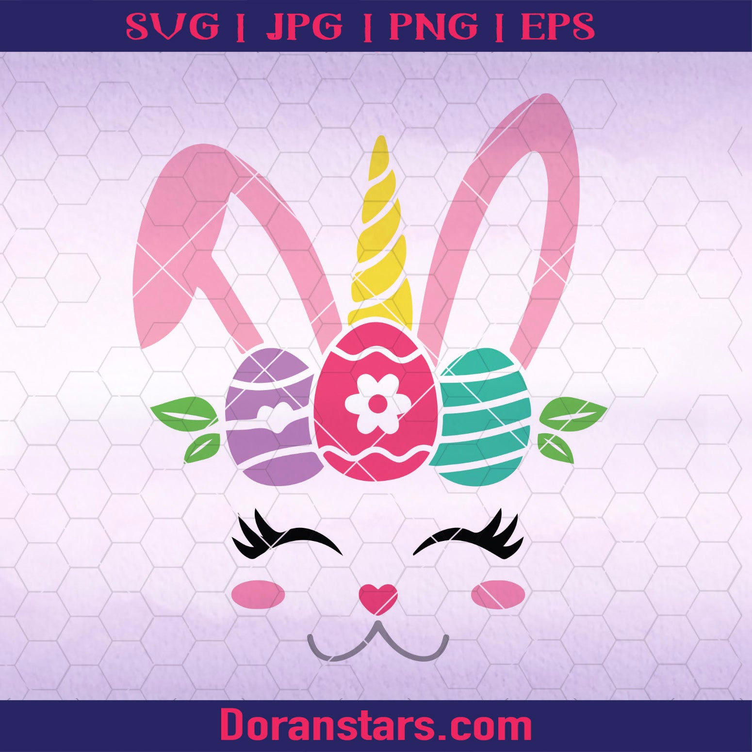 Bunny unicorn svg easter bunny svg easter svg bunny face svg dxf png girl bunny clipart happy easter svg silhouette cricut cut files doranstar