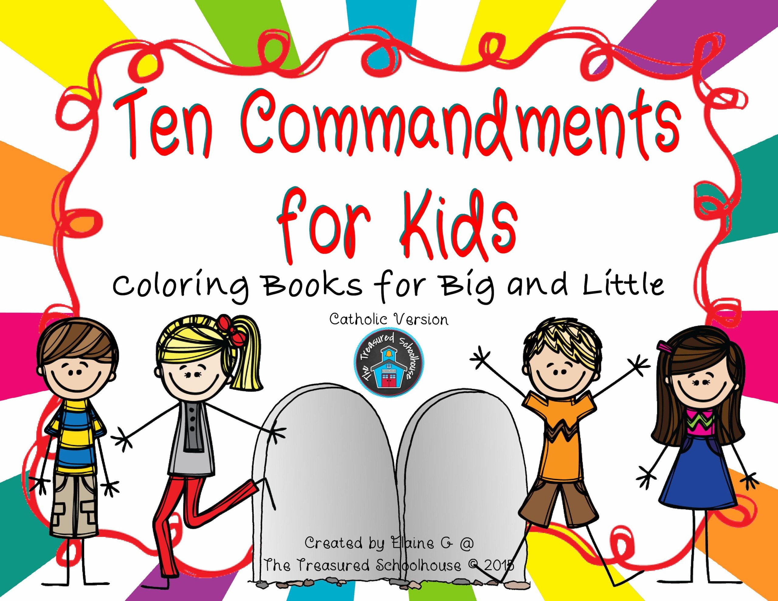 Ten mandments for kids coloring booklets