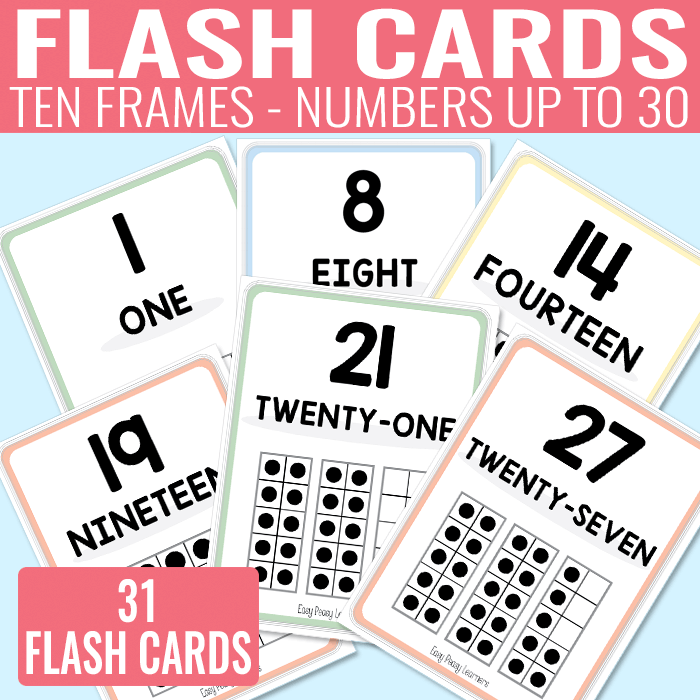 Printable ten frame flash cards