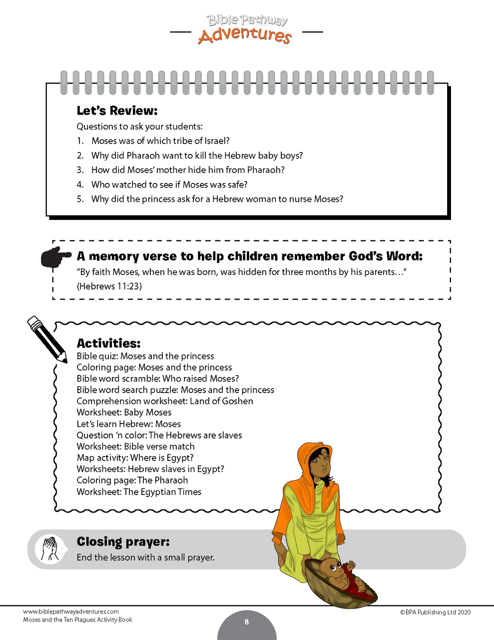Moses and the ten plagues activity book