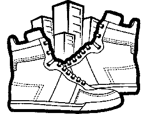 Hightop tennis shoes and city coloring page