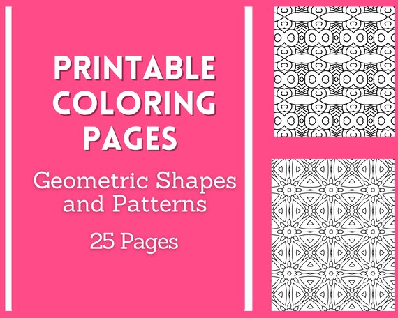 Geometric tessellation shapes and patterns printable coloring sheets digital colouring pages adult colouring hobby for mindfulness
