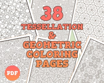 Tessellation geometric coloring pages patterns adult coloring book pdf pdf jpeg files instant download colouring sheets printable