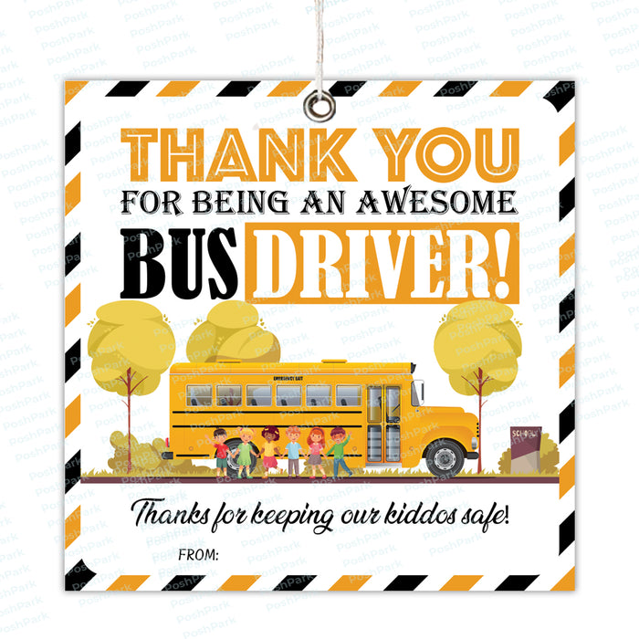 Printable bus driver appreciation gift tag pdf bus driver thank you t â posh park