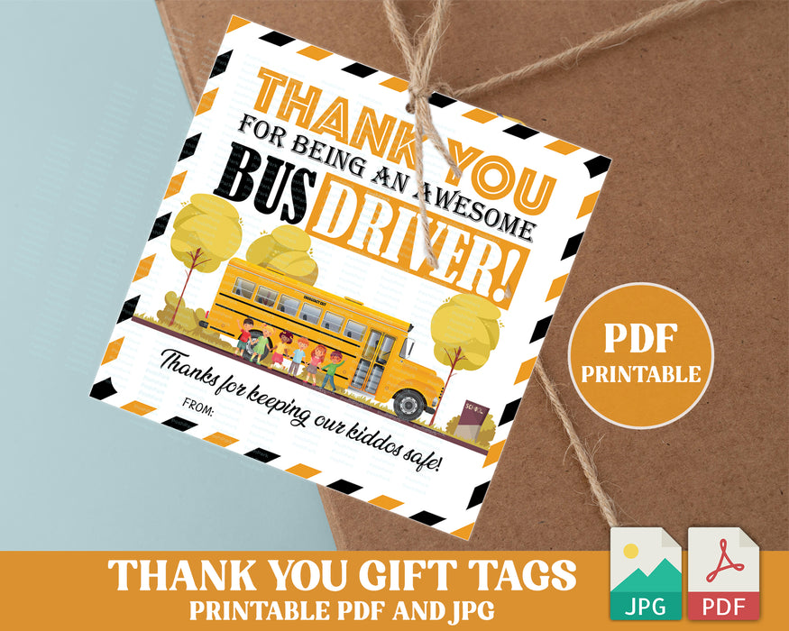 Printable bus driver appreciation gift tag pdf bus driver thank you t â posh park