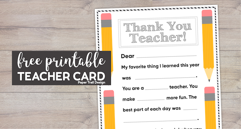Free printable thank you card teacher