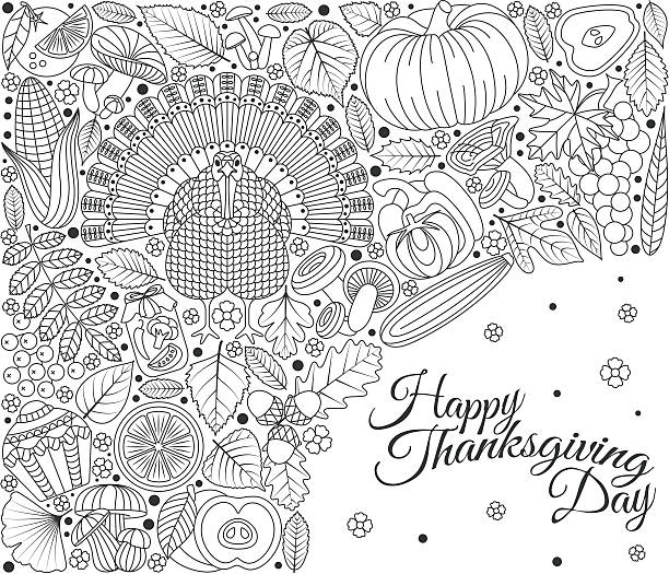 Thanksgiving page border stock illustrations royalty