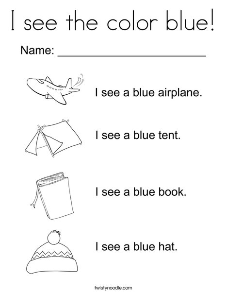I see the color blue coloring page