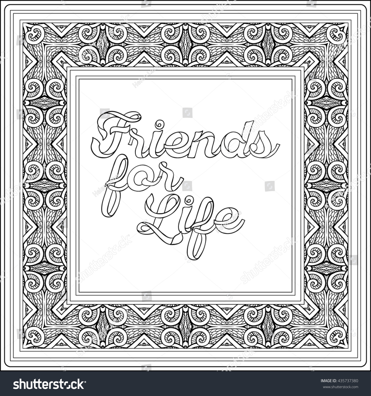 Friends life coloring page message on stock vector royalty free