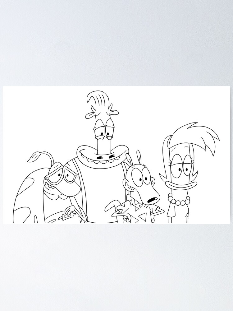 Rockos modern life coloring book page poster for sale by alienpharaoh