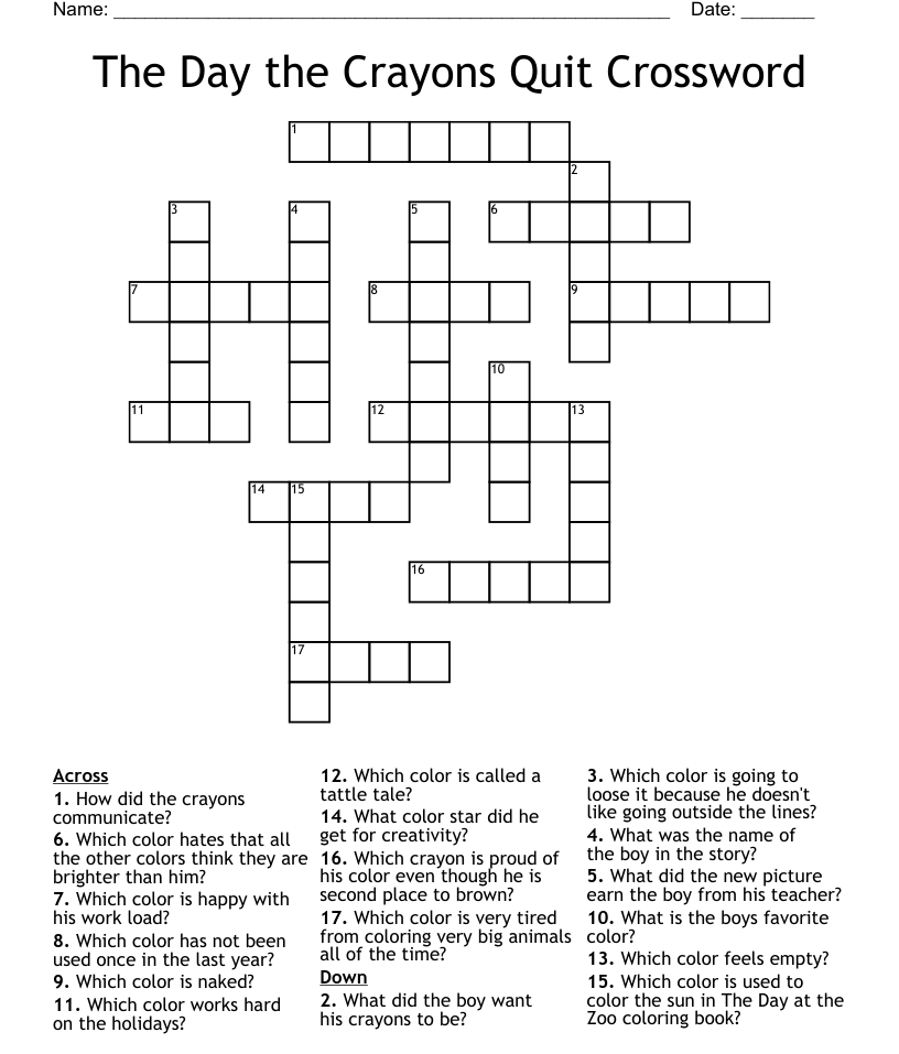 The day the crayons quit crossword