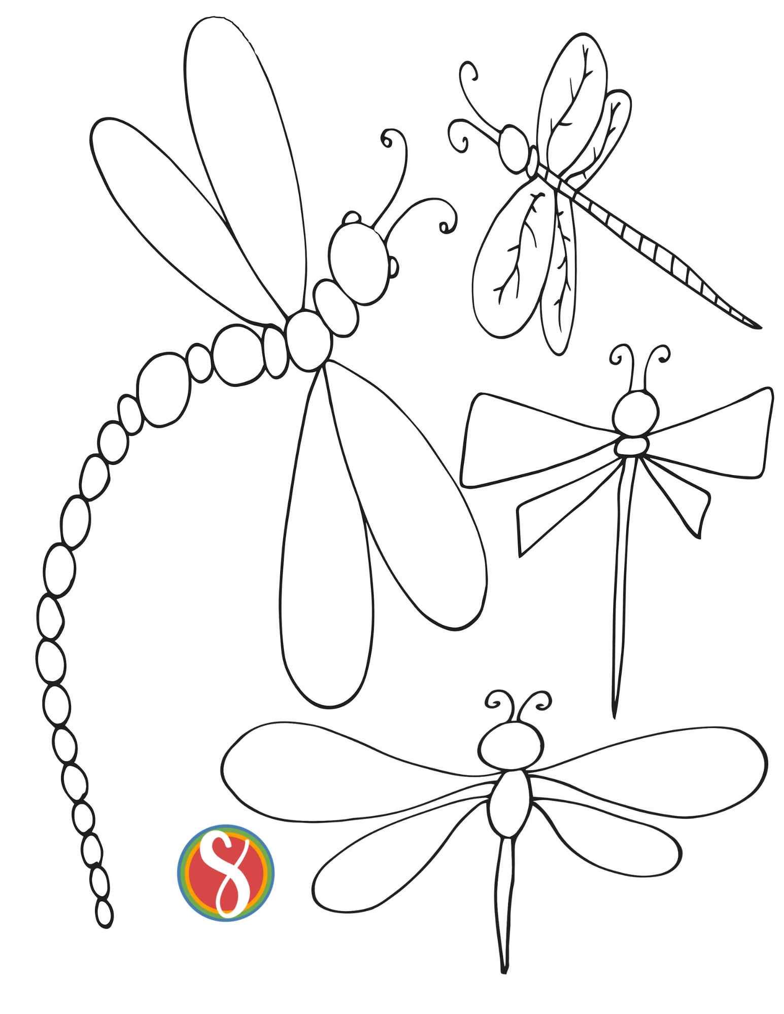 Free dragonfly coloring pages â stevie doodles