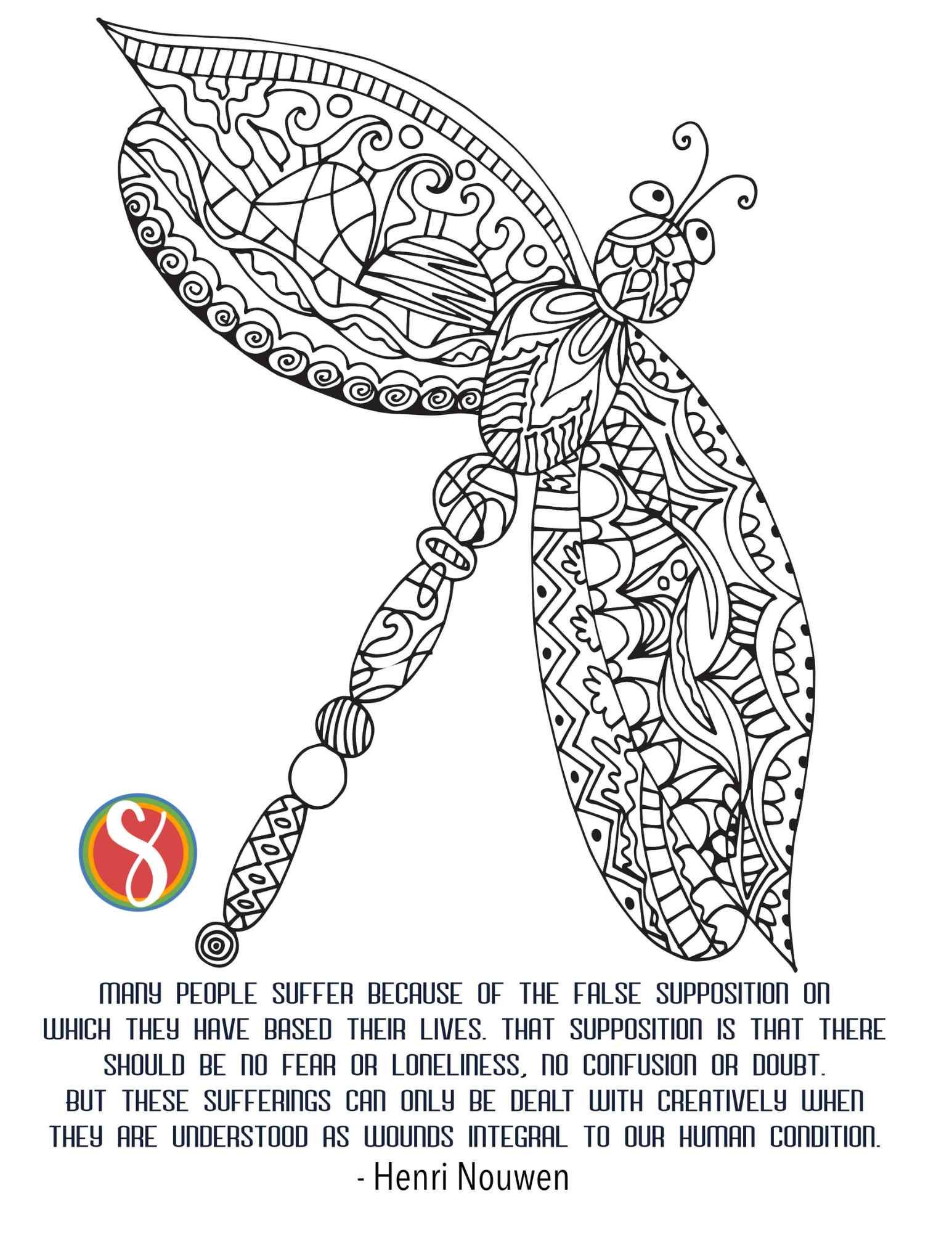 Free dragonfly coloring pages â stevie doodles