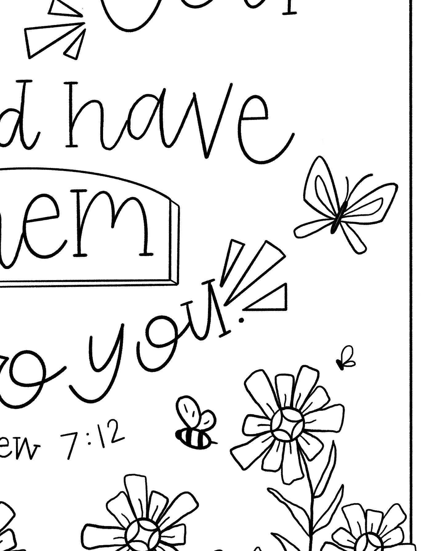 Bible verse coloring page matthew golden rule printable coloring page bible coloring christian kids activity sunday school craft