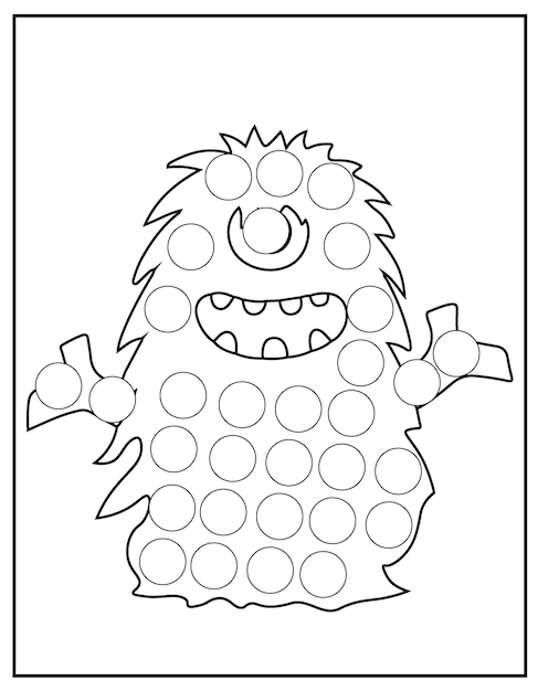 Premium vector preschool worksheet for practicing fine motor skills dot marker monster coloring page