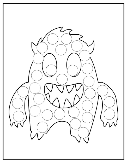 Premium vector preschool worksheet for practicing fine motor skills dot marker monster coloring page