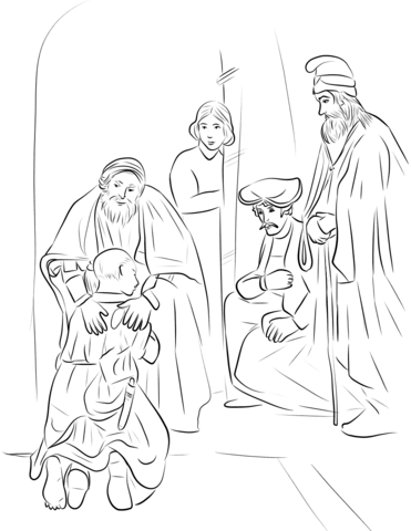 Return of the prodigal son by rembrandt coloring page free printable coloring pages
