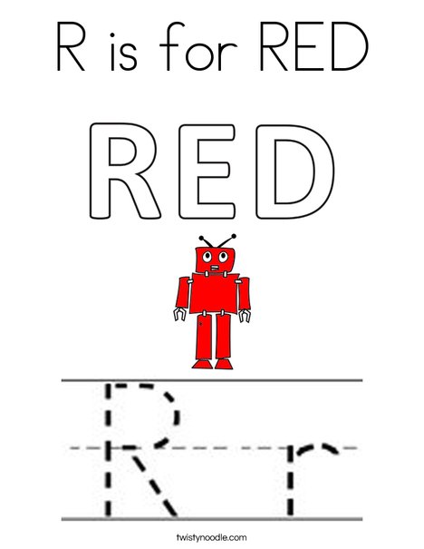 R is for red coloring page