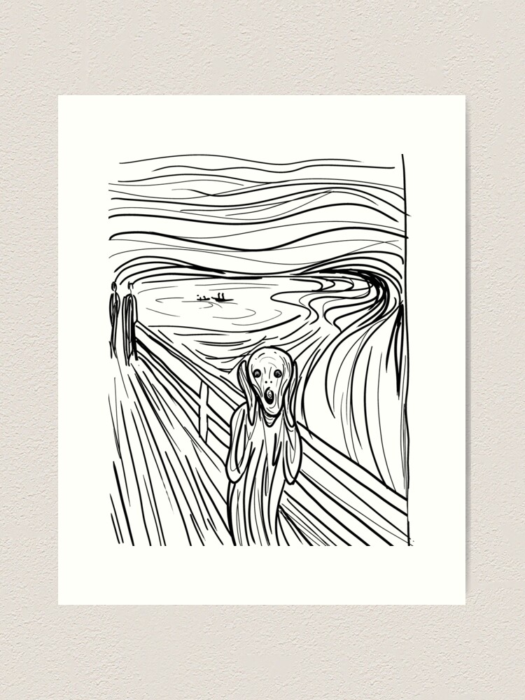 The scream edvard munch art painting line drawing art gifts art history print art print for sale by merakiis