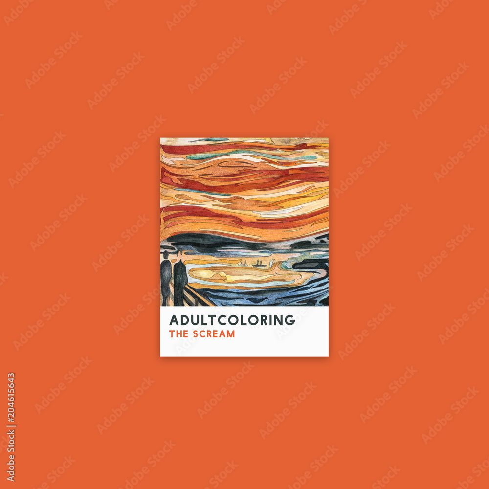 The scream by edvard munch adult coloring page illustration