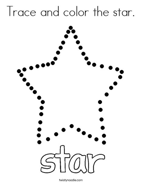 Trace and color the star coloring page