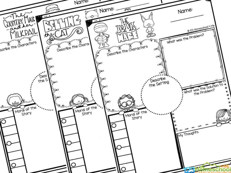 Free printable aesops fables worksheets for kids