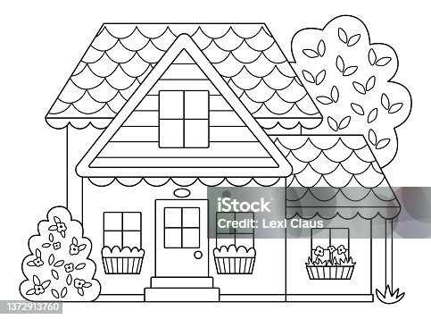 House coloring page stock illustrations royalty