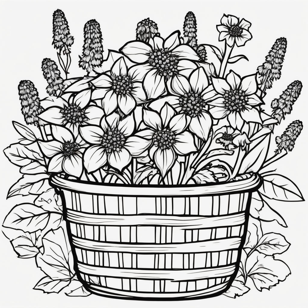 Flower for coloring book with clear thick lines