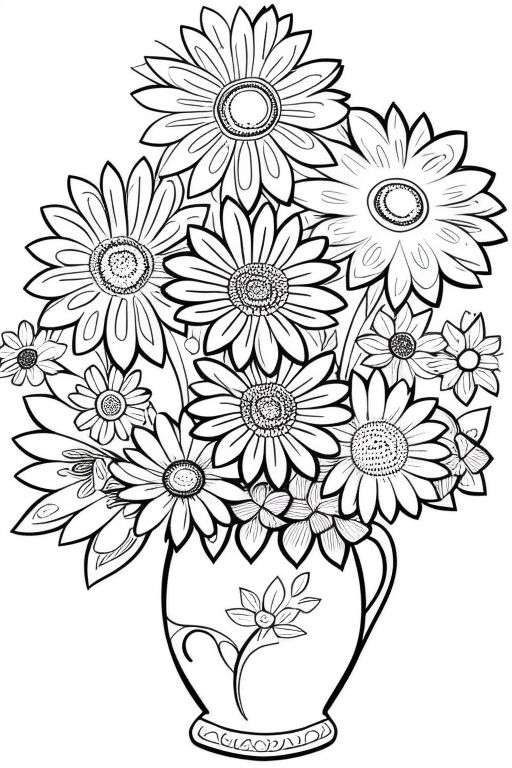 Flower for coloring book with clear thick lines