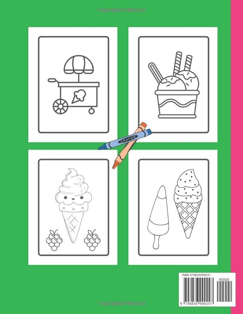 Ice cream coloring book for toddlers with thick lines coloring and drawing art activity book for children