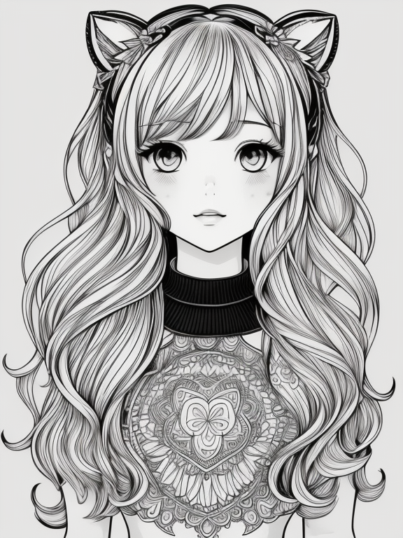 Cute girl coloring page thick lin