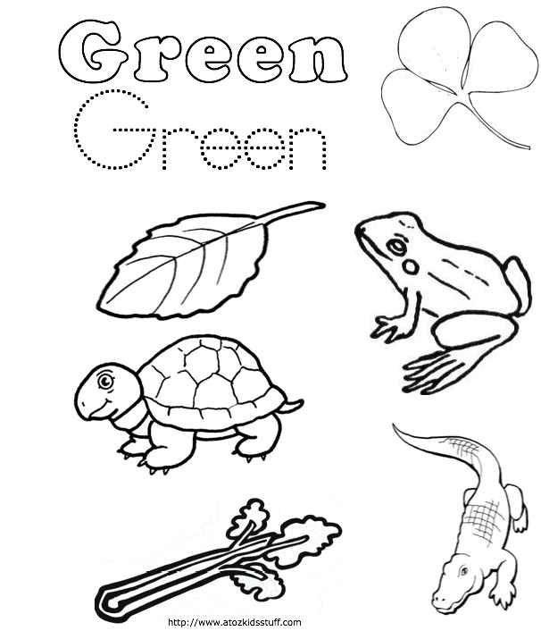 The color green worksheets