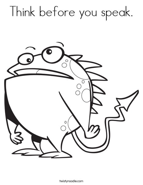 Think before you speak coloring page