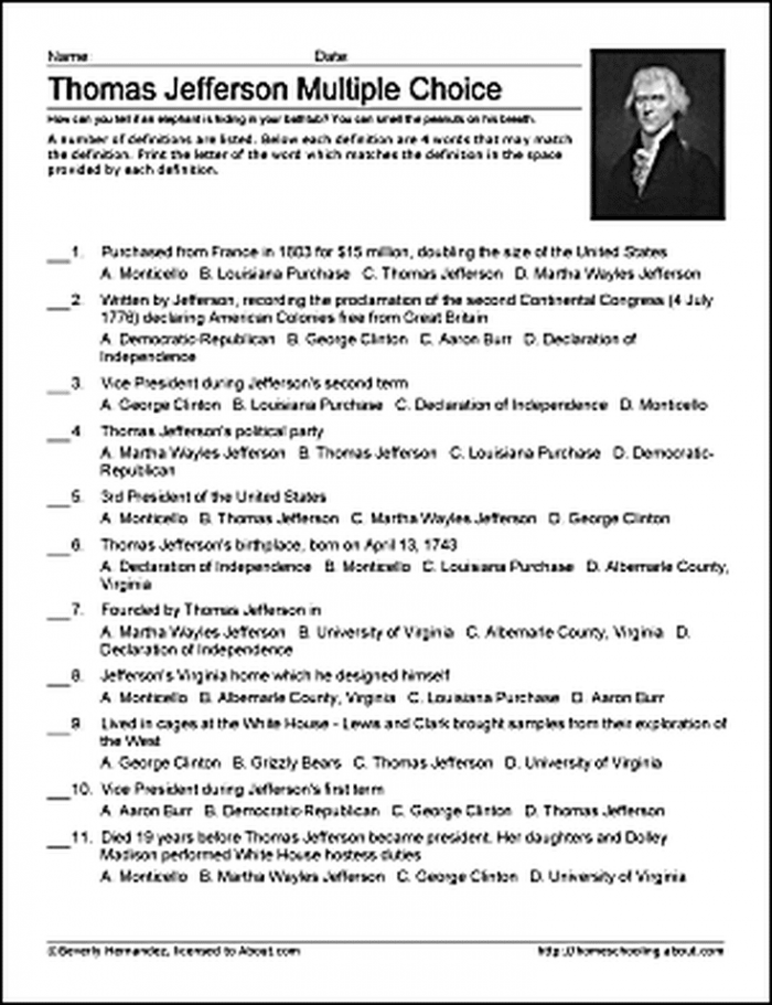 Thomas jefferson and the declaration of independence worksheets