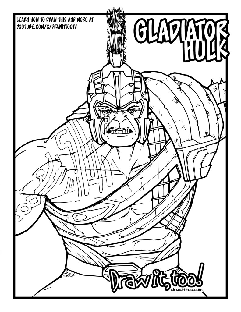 How to draw gladiator hulk thor ragnarok drawing tutorial