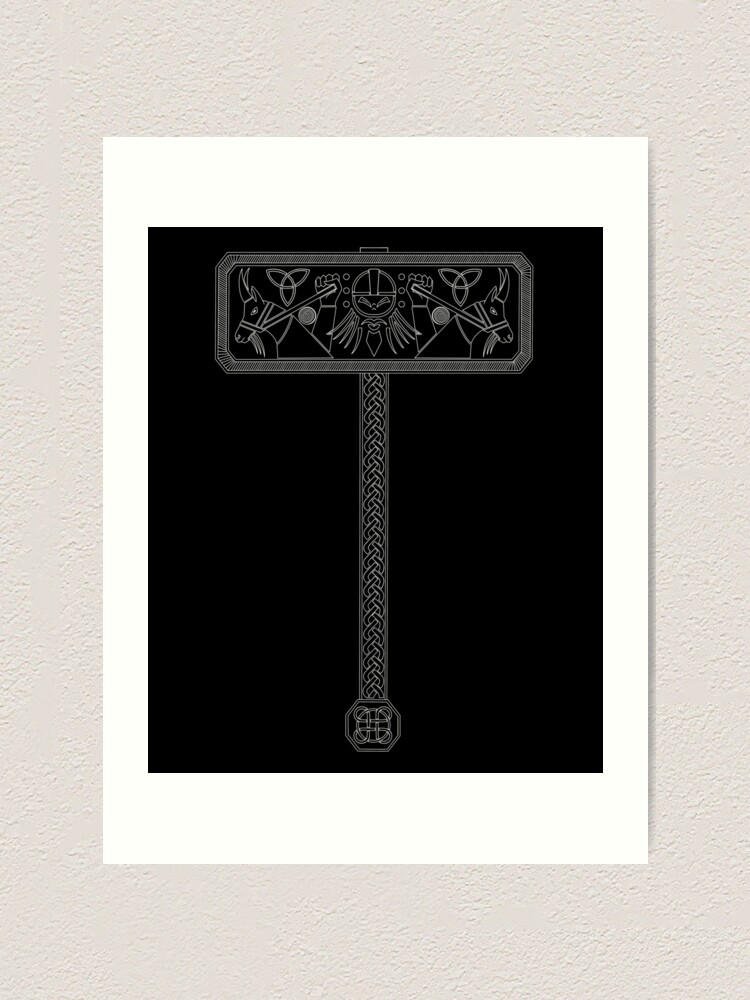 Thor hammer mjolnir viking design art print for sale by peer