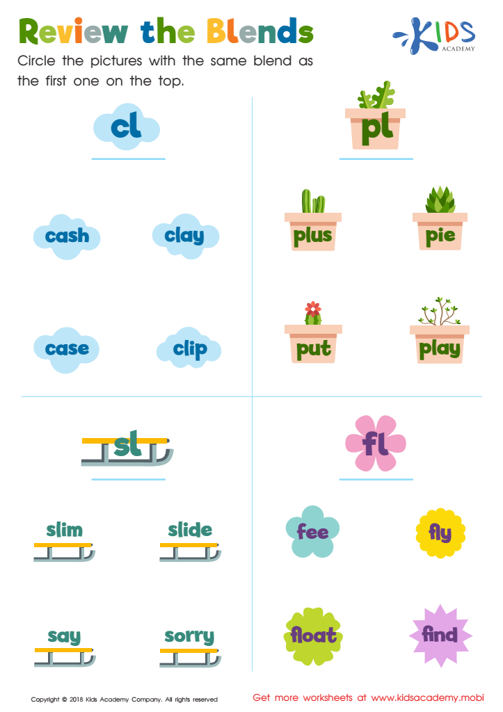 Review the blends worksheet free printable pdf for kids