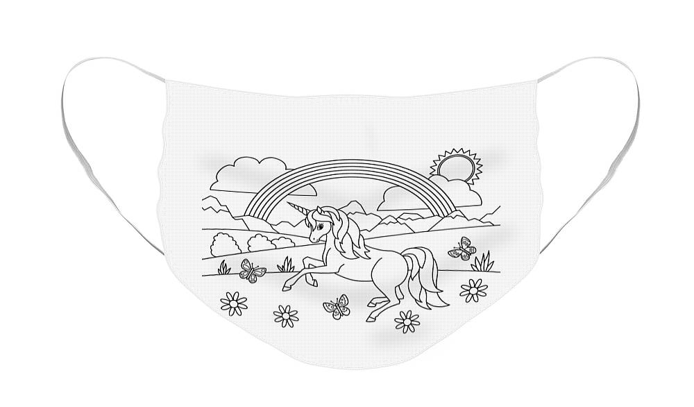 Kids rainbow unicorn coloring page face mask by crista forest