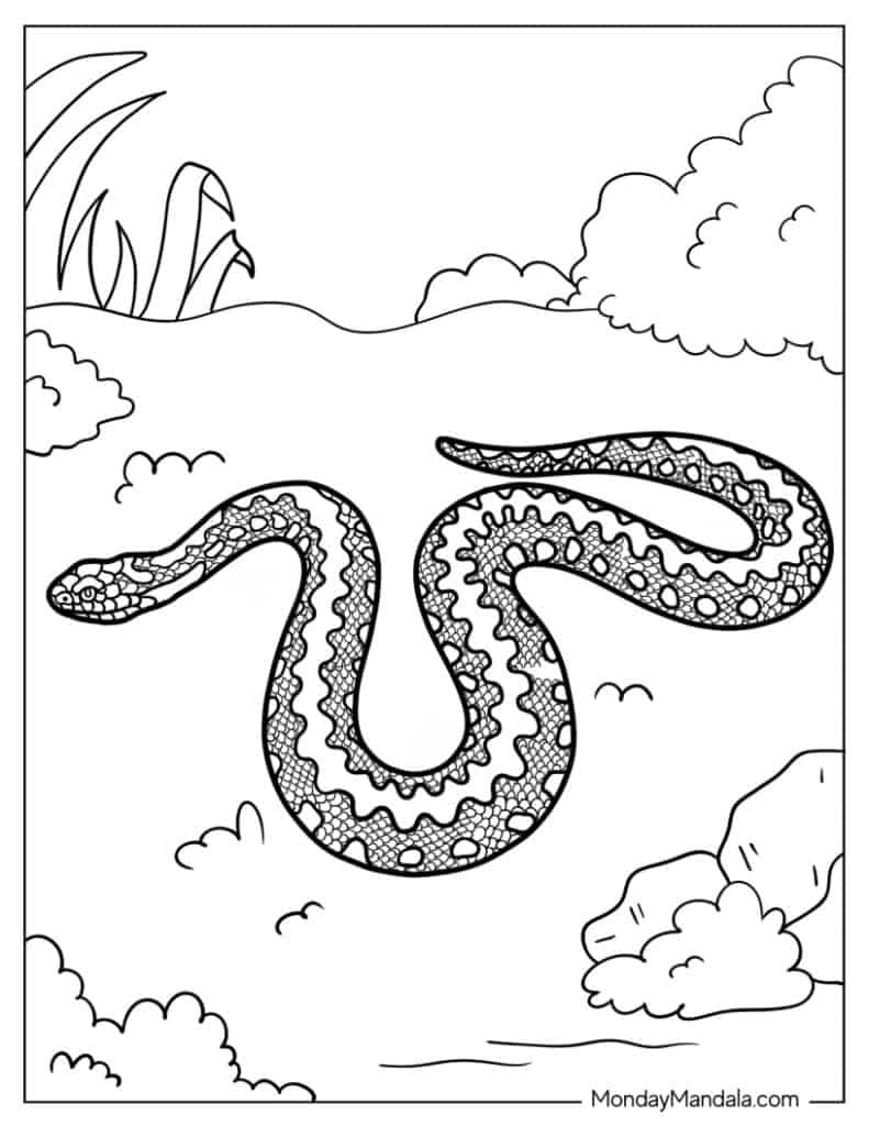 Snake coloring pages free pdf printables