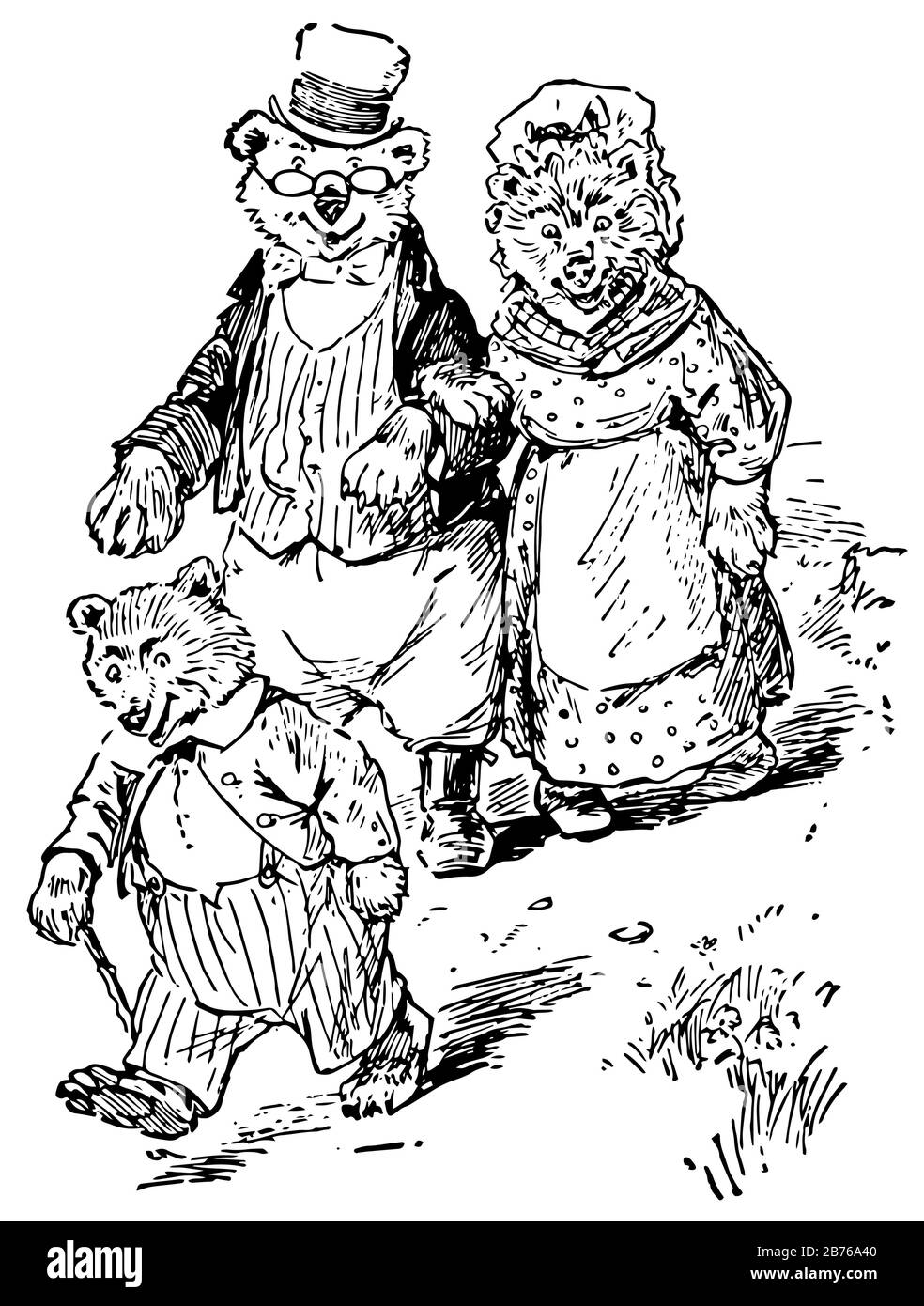 The three bears illustration black and white stock photos images
