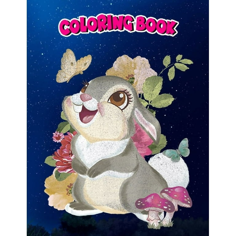 Coloring book bambi thumper vintage floral portrait premium children coloring book pages to color paperback