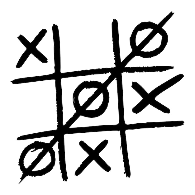 Premium vector tic tac toe sketched isolated vintage game in hand drawn style engraved cross and zero designed for poster print book illustration logo icon tattoo vintage vector illustration