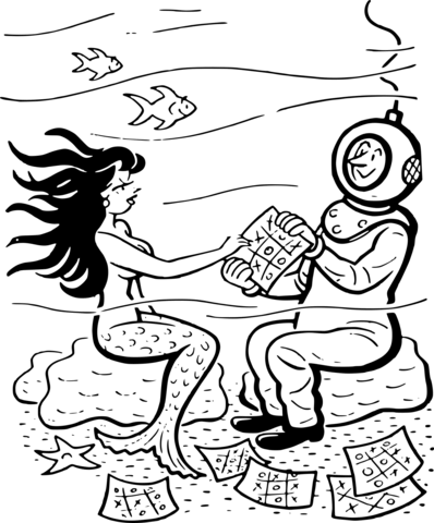 Vintage underwater tic tac toe coloring page free printable coloring pages