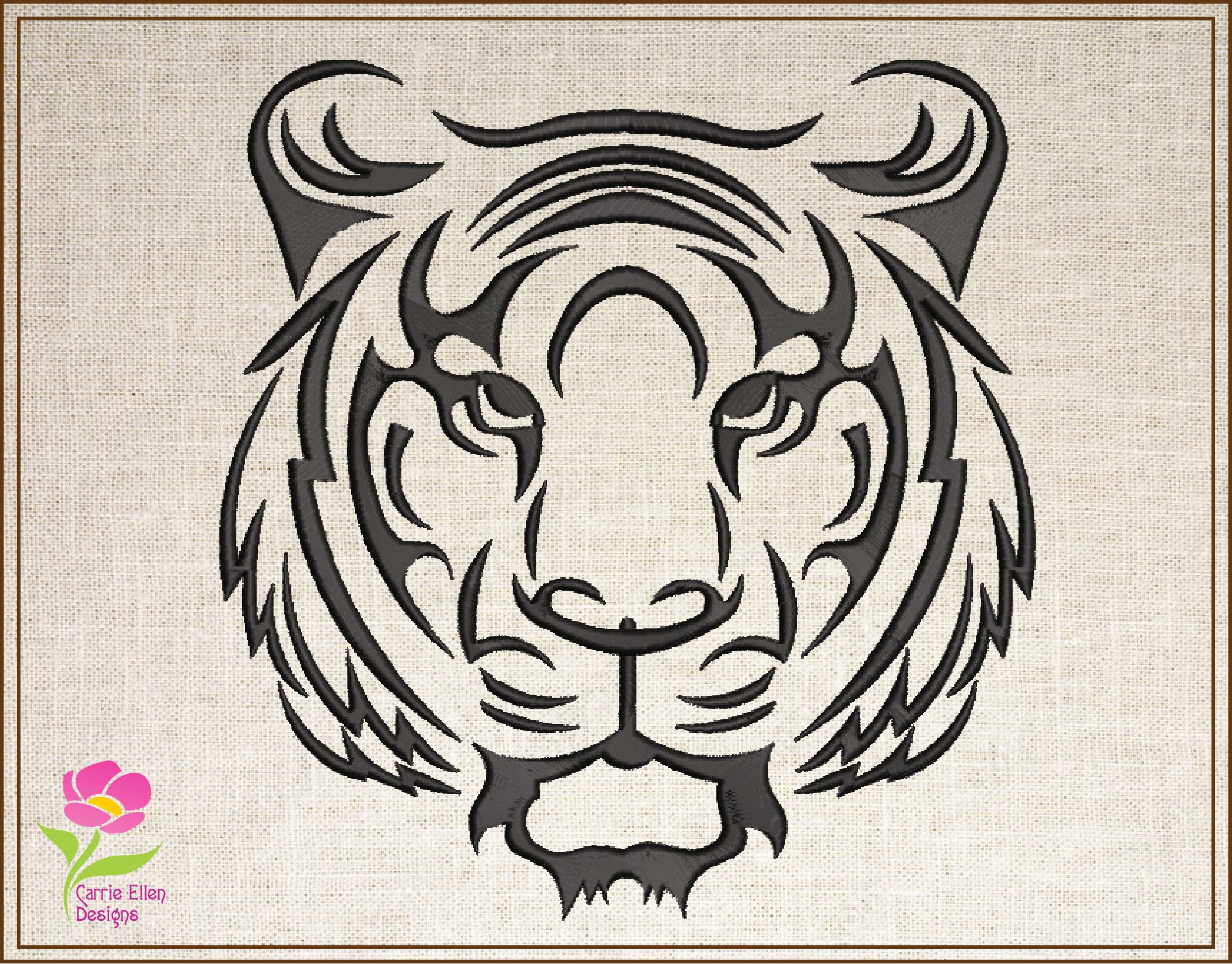 Tiger embroidery design animal embroidery tiger line art embroidery design wild cat embroidery pattern machine embroidery sizes