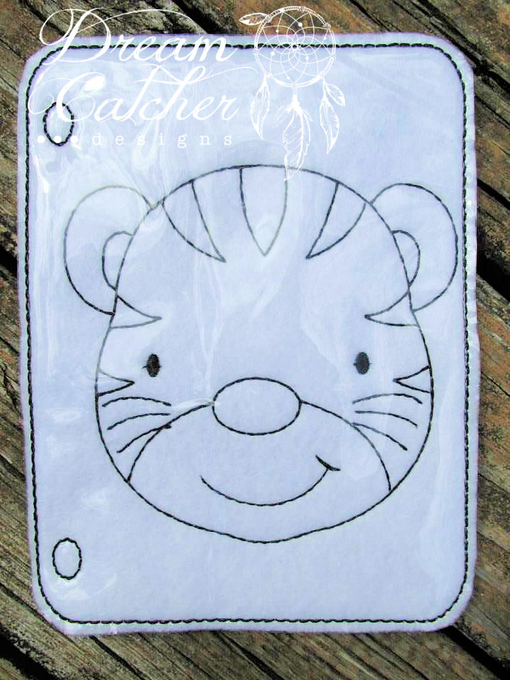 In the hoop tiger coloring page embroidery design