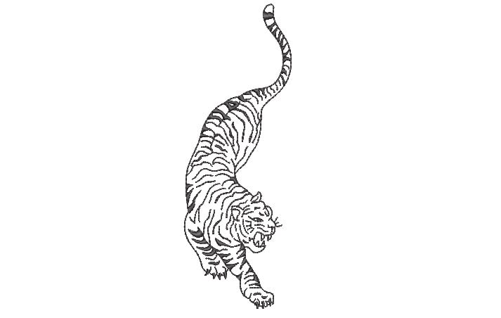 Easy tiger embroidery design tiger sketch machine embroidery file design x inch hoop one colour instant download