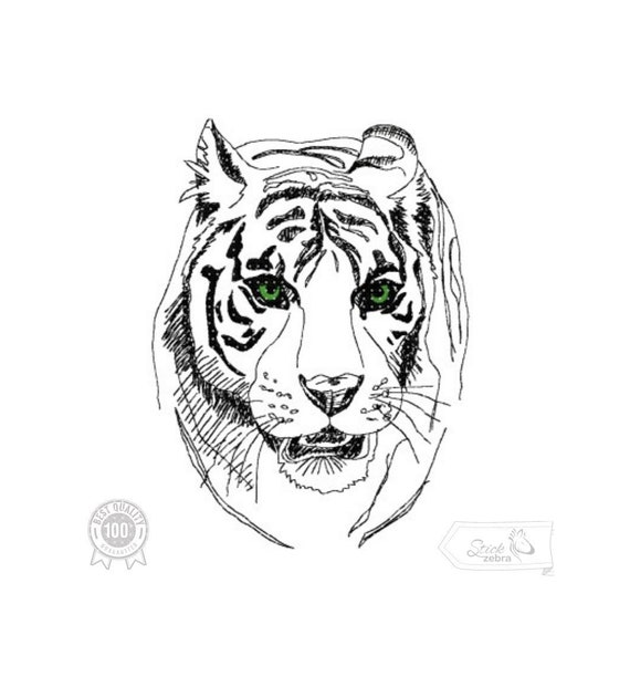 Tiger embroidery design doodle tiger motif pattern for machine embroidery design pes hus dst exp etc instant download