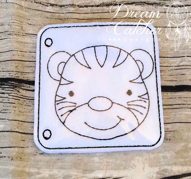 In the hoop tiger coloring page embroidery design