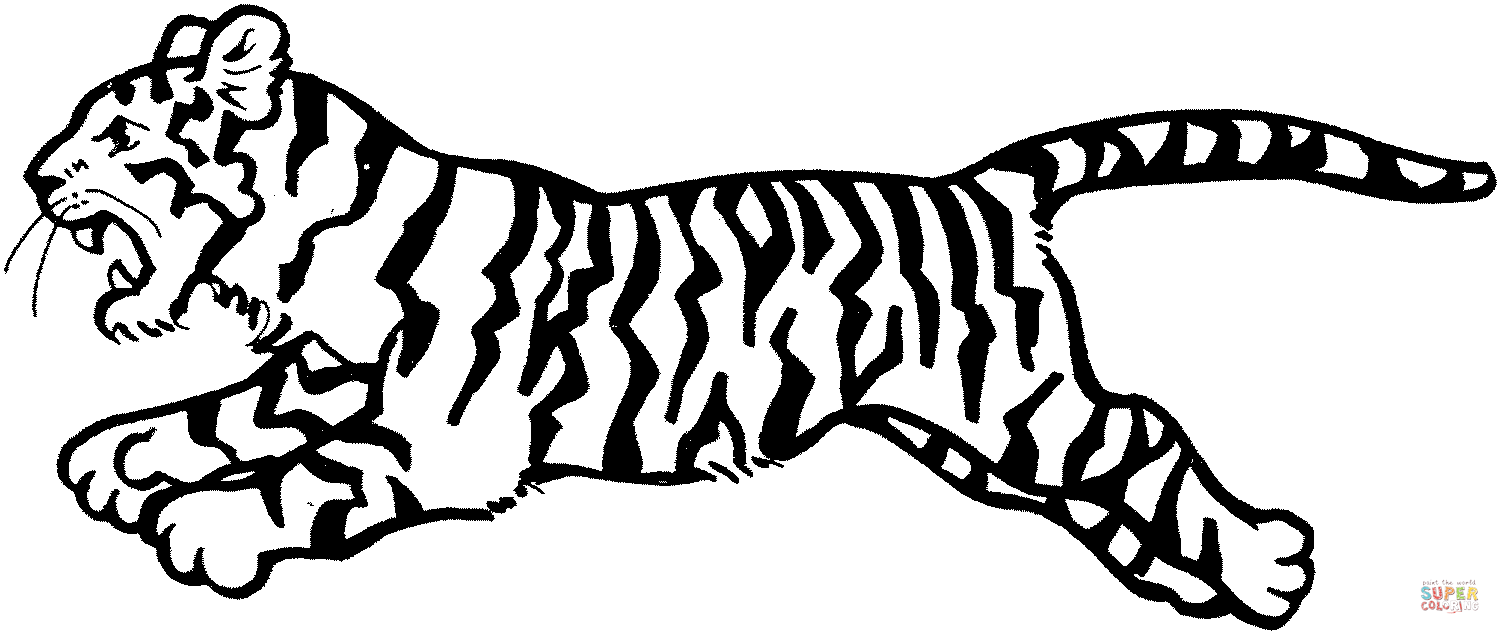 Tiger jumps coloring page free printable coloring pages