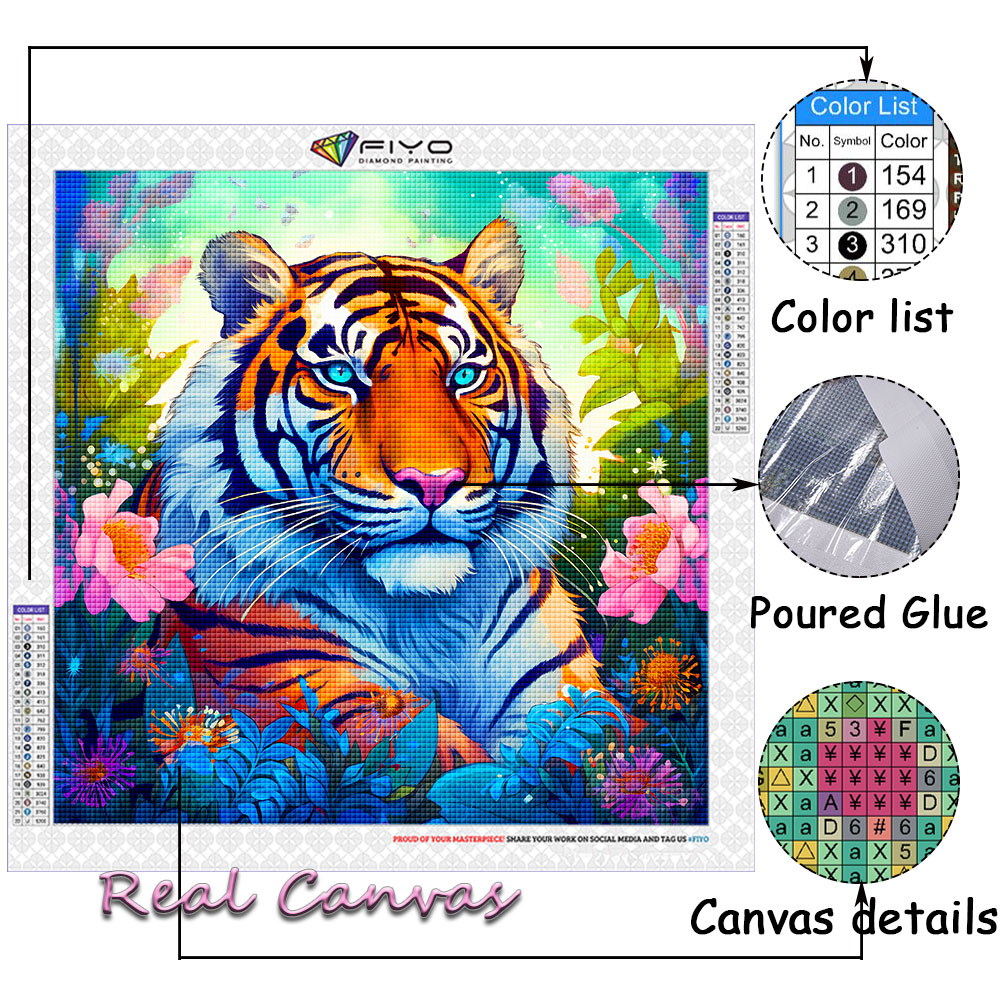 Full diamond painting tiger cro titch kit flower embroidery animal moaic picture of rhinetone handmade gift home decor